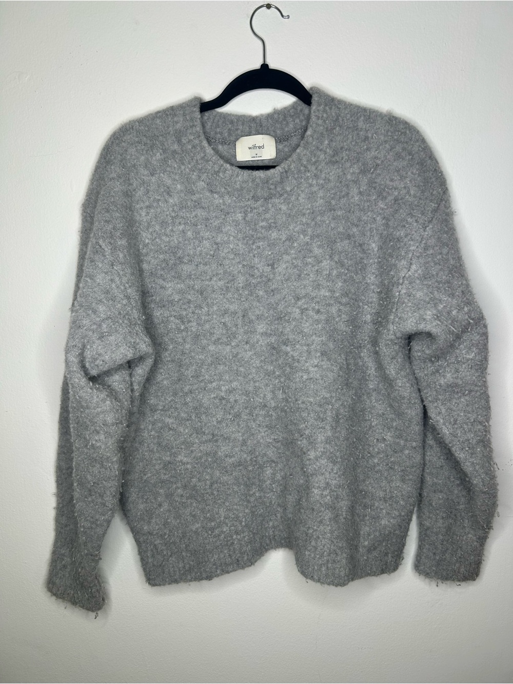 Aritzia Wilfred Gray Cozy Merino Wool Crewneck Sweater Size medium